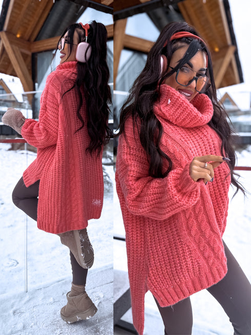 ELYNDI extended wool sweater - CORAL PRE-ORDER